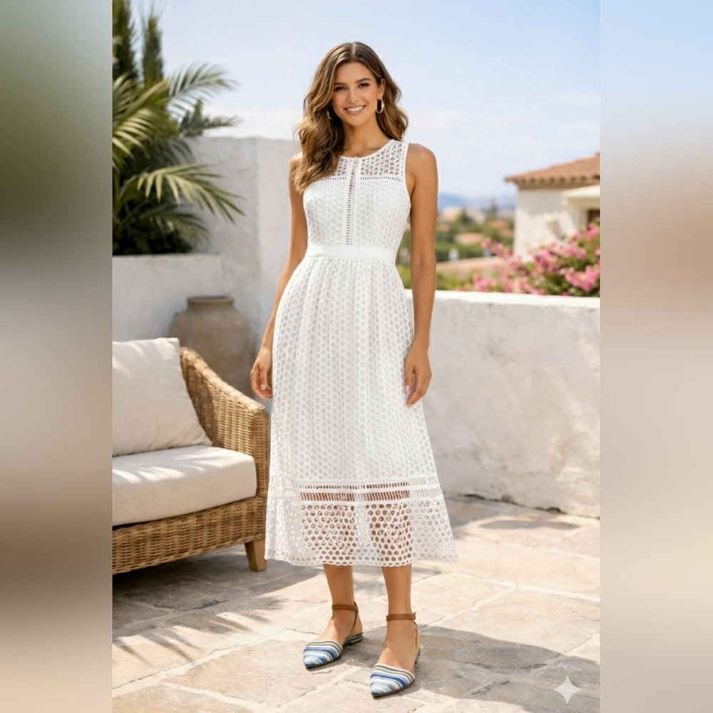 Aqua White Lace Midi Dress | Size XS | Buy Whole Ensemble, Lucky Brand Flats